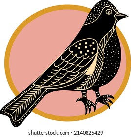 El pájaro es blanco y negro. Gráficos vectoriales.