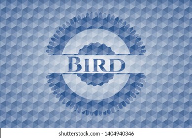 Bird blue badge with geometric background. Vector Illustration. Detailed.