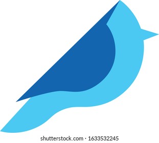 Bird Blue Icon for Logotype in Vetor