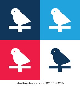 Bird blue and red four color minimal icon set