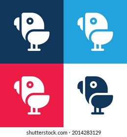 Bird blue and red four color minimal icon set