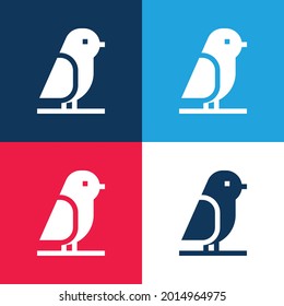 Bird blue and red four color minimal icon set