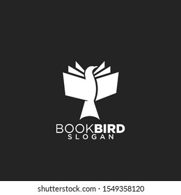 bird book creative modern logo icon design vector illustration with black background