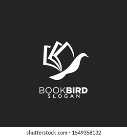 bird book creative modern logo icon design vector illustration with black background