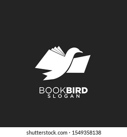 bird book creative modern logo icon design vector illustration with black background