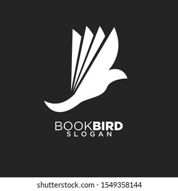bird book creative modern logo icon design vector illustration with black background