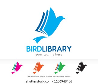 Bird and Book Logo Symbol Template Design Vector, Emblem, Design Concept, Creative Symbol, Icon