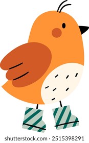 Bird In Boots Walking Vector Illustration