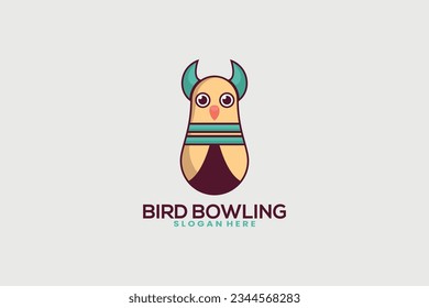 bird bowling ball vector template logo design