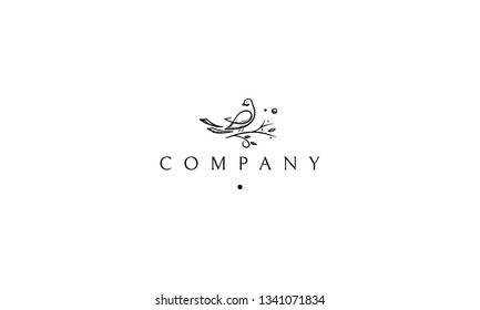 Bird branch black elegant vector logo design