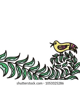 Bird and branch. Vector illustration
