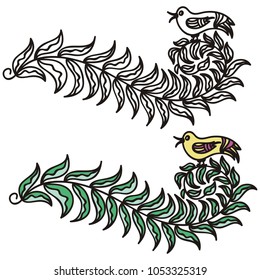 Bird and branch. Vector illustration