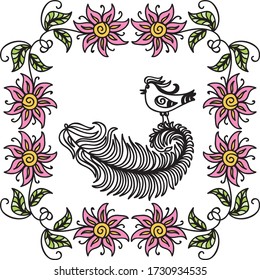 Bird and branch. Vector illustration