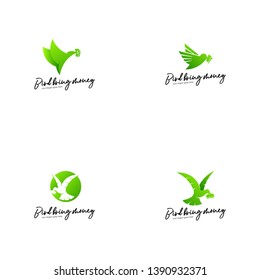 Bird bring money logo template. Green bird logo template. Bird logo concept. Animal logo vector