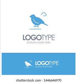 Bird, British, Small, Sparrow Blue Solid Logo with place for tagline
