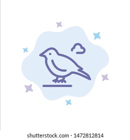 Bird, British, Small, Sparrow Blue Icon on Abstract Cloud Background