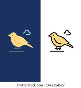 Bird, British, Small, Sparrow  Icons. Flat and Line Filled Icon Set Vector Blue Background