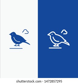 Bird, British, Small, Sparrow Line and Glyph Solid icon Blue banner Line and Glyph Solid icon Blue banner