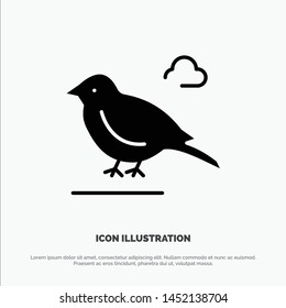 Bird, British, Small, Sparrow solid Glyph Icon vector