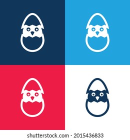 Bird In Broken Egg blue and red four color minimal icon set