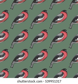 Bird Bullfinch Pattern seamless