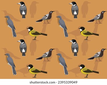 Bird Butcherbird Cuckoo Whistler Wattlebird Dove Australian Cute Seamless Wallpaper Background