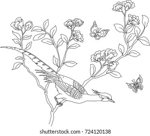 bird and butterflies