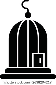Bird Cage animal glyph vector, icon, design