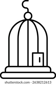 Bird Cage animal vector, line icon, design 