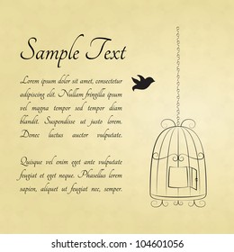 Bird in a cage card with a space for text