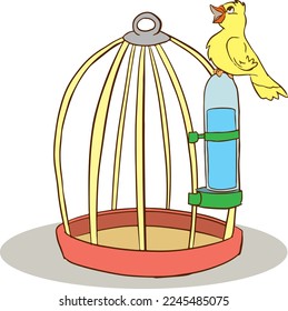 bird and cage cartoon vector
