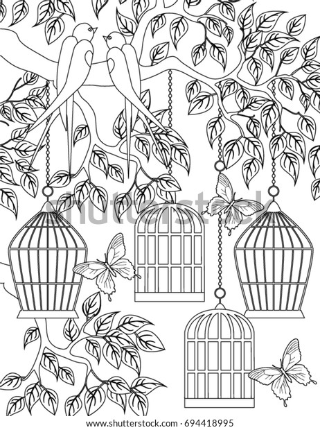 9700 Top Bird Cage Coloring Pages Pictures