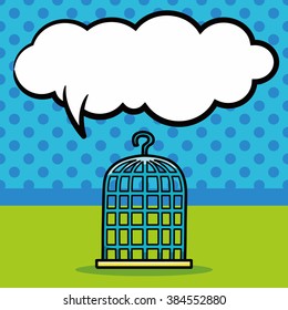 bird cage doodle, speech bubble