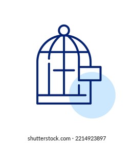 Bird Cage With Door Open. Pixel Perfect, Editable Stroke Line Icon