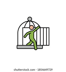 bird cage, exit people after coronavirus line illustration icon. Signs and symbols can be used for web, logo, mobile app, UI, UX