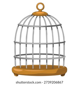 Bird cage flat clipart vector illustration designed for pet animal care home decor wildlife illustration and decorative cage themed creative projects