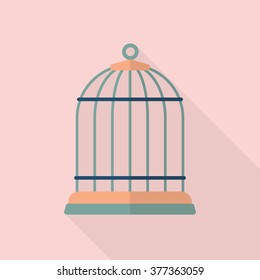 Bird cage flat icon with long shadow