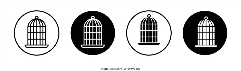 Vogelkäfig-Flachzeilensymbol eingestellt. Vogelkäfig Dünnzeilengrafik-Vektorgrafik