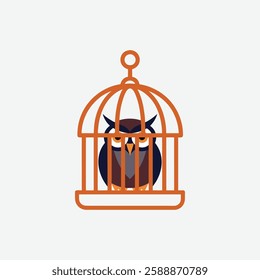 Bird cage. Flat style design with white background