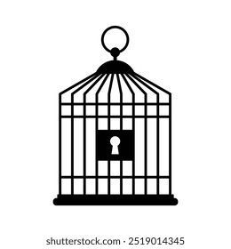 Bird cage flat vector icon design. Bird cage symbol and glyph design on white background