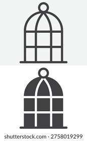 Bird cage hanging icon in line and solid style. Outline and solid vector icon, editable stroke sign and symbol. Bird cage icon for pet keeping.