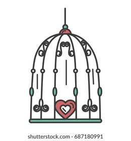 Bird cage with hearts