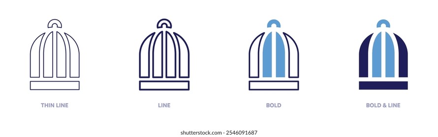 Bird cage icon in 4 different styles. Thin Line, Line, Bold, and Bold Line. Duotone style. Editable stroke.