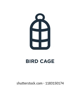 Bird cage icon. Black filled vector illustration. Bird cage symbol on white background. Can be used in web and mobile.