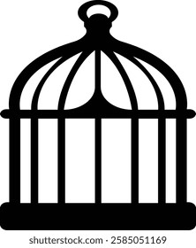 Bird cage icon.Set of closed empty bird cage silhouette icon vector illustration design.Metal animal transport hanging prison cages. Depicted without birds symbol of freedom and space.