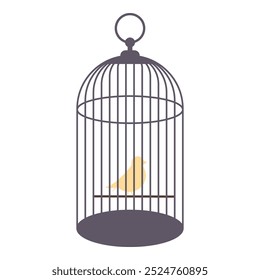 Pájaro en el icono de la jaula aislado en el fondo blanco