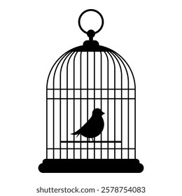 Bird in cage icon isolated on white background