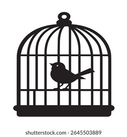 Bird in cage icon isolated on white background	