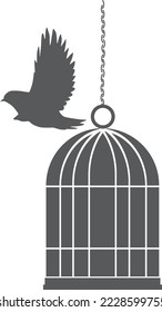 Bird cage icon, bird cage line art vector
