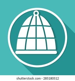 bird cage icon on white circle with a long shadow